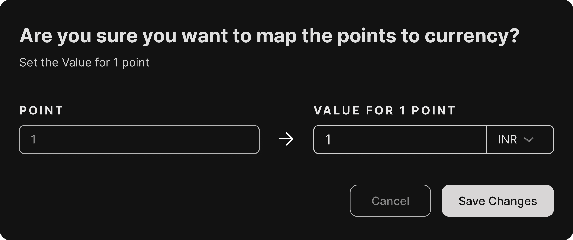 Point to Currency Mapping